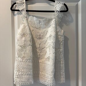 Lilly Pulitzer Azaria Too Fly Butterfly Lace Tank Top Resort White